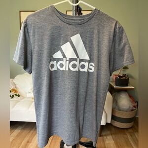 adidas Gray Short Sleeve Logo Tee with White Trefoil